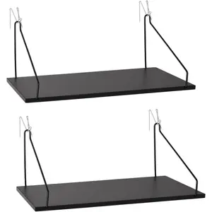 Fabric Wall Cubicle Shelf with Hooks for Work Decor 11.8' Wooden Cubicle Organizer Storage Shelf with Hangers Cubicle Accessories for Women Men Desk 2 Pack Black