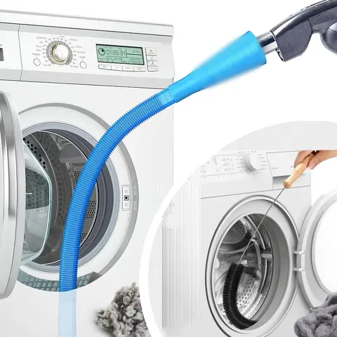Dryer Vent Trap Cleaner Attachment, Wet Vac & Handheld Vacuum Accessories - 2-Piece Kit with 1 Long Flexible Hose + 1 Long Reach Lint Brush, Home Improvement Lint Removal Tool, Wet Vac Vacuum Accessories