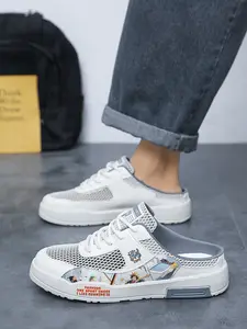 New Style Half-slipper with Breathable Mesh Upper Closed Toe Home Sandals Lightweight Sneaker Board Shoes Footwear