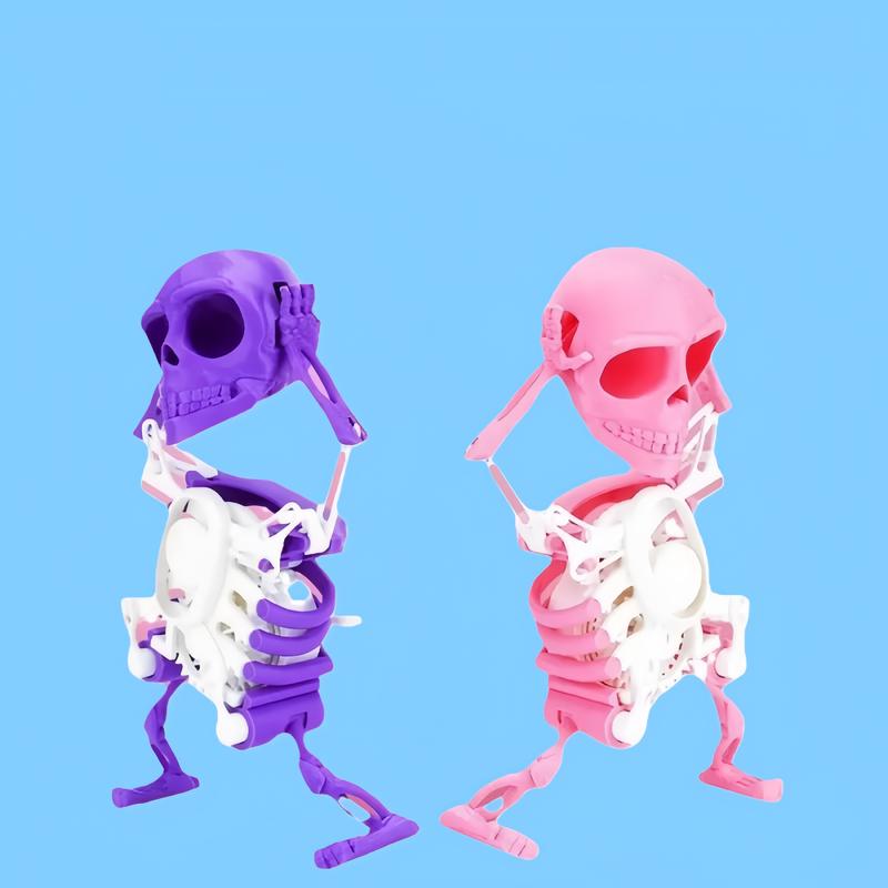 Wind-Up Dancing 3D Skeleton Toy | Poseable Plastic Doll with Movable Limbs | Battery-Free Fidget Toy for Stress Relief