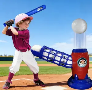Automatic Baseball Pitching Machine Set for Kids - Includes Launcher, Bat & 10 Plastic Balls, Outdoor Sports Toy for Ages 3+, Great Gift for Boys & Girls