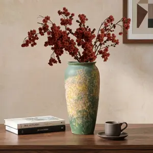 Vintage Ceramic Vase, Worn Gradient Spot Glaze Art Vase, Retro Wabi Sabi Home Decor Dried Flower Vase, Living Room Tabletop Decoration
