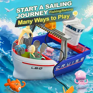Cargo Ship Toy & Gantry Crane, Toy Boat and Crane Playset with Sounds & Lights,  Floating Bathtub and Pool Toy for Boys and Girls, Best Birthday Gift for Children
