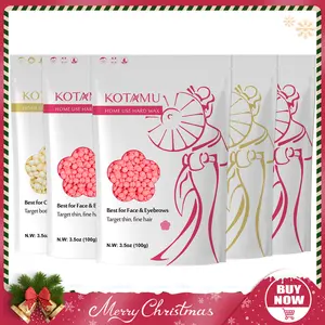 KOTAMU Hard Wax Beads, 5 Packs Waxing Beads for Hair Removal- Facial Bikini Brazilian Leg Sensitive Skin Full Body- Stripless Wax Beans Kit for Coarse & Fine Hair, Ideal for Women Men Home Salon Use Cosmetic Cream