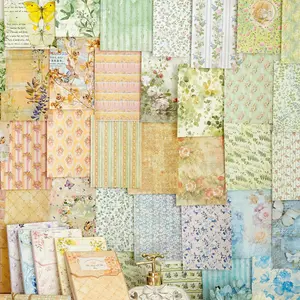 Vintage Flower Pattern Material Paper, 50 Sheets/book Scrapbooking & Journal Making Paper, DIY Decorative Paper for Scrapbooking & Journal Making, Scrapbook Page