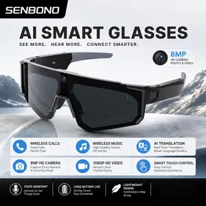Senbono Smart Glasses for Men, Sport Ai Camera, 8mp for Cycling, Dual-Mic Noise Cancelling, 4GB RAM, Ai Glasses with Eis+gyro Stabilization