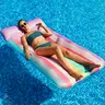72"x36" Oversized Inflatable Water Float for Adults - Fabric-Covered Pool Float Chair, Beach Swimming Floater with Headrest, Mat, 2 Inflatable Accessories, Premium Vinyl, Cooling Pockets, 350 lbs Capacity