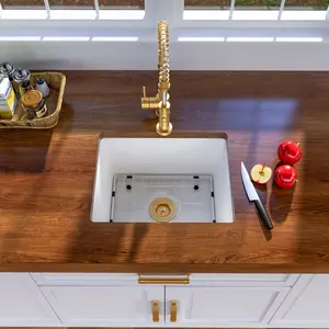 LQS 14''x18‘’Single Bowl Undermount Kitchen Sink with Accessories，white limestone sink,deep sink for Workstation,RV,Prep Kitchen and Bar sink