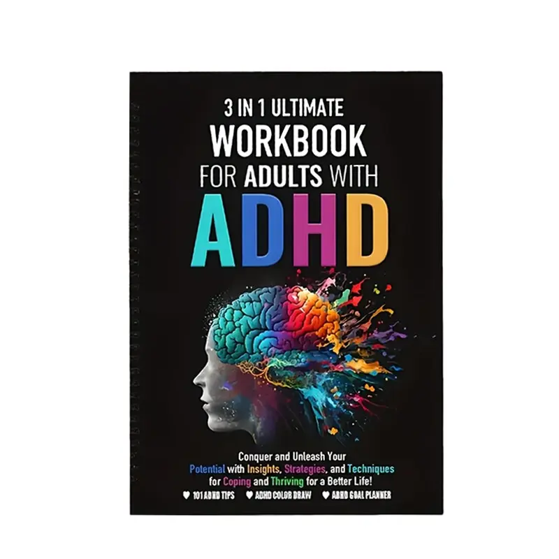 Adult Adhd Self-Help Tool! 3-In-1 Workbook, Self Improvement Journal, Focus + Emotion Management + Goal Planning, All-In-One Solution for Adults