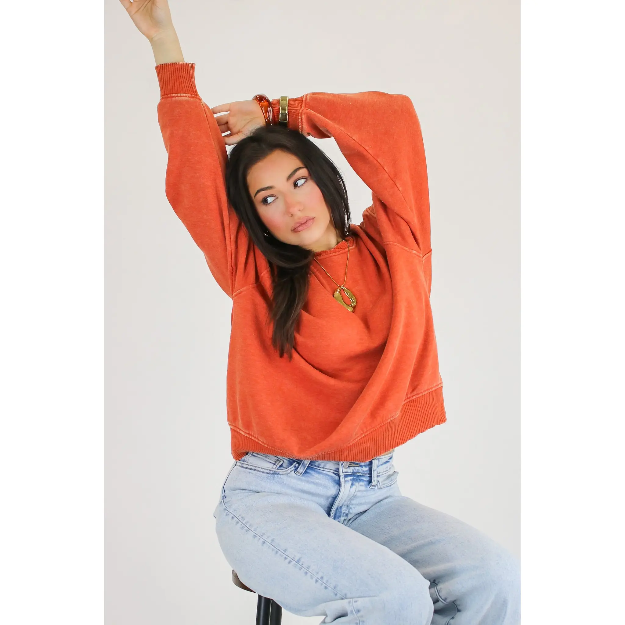 Cozy Vibes Acid Wash Oversized Pullover