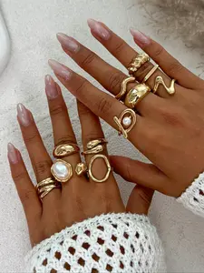 11 Pcs/set Punk Ring Set for Women, Vintage Geometric Design, Fashionable & Personalized Jewelry Gift, Perfect for Daily Wear & Parties, Stackable Rings, Dainty Stacking Rings