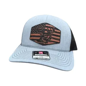 Deer and American Flag Leather Patch Hat – Patriotic Hunting Snapback
