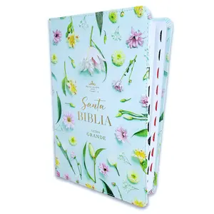 Bible in Spanish for Women Large Font 12 Points Reina Valera 1960 Imitation Leather Floral Turquoise with Index