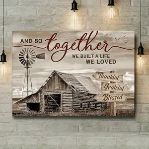 Featuring a rural windmill theme, the design includes farmhouse barns and vintage images. High-definition canvas decorative painting 11.8* 15.7inch (30* 40cm ) with wooden frame -- modern home decor, can be directly hung in the living room or bedroom