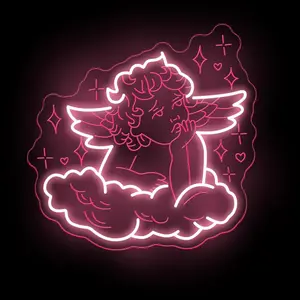 Cherub Neon Sign Valentine Cupid Arrow Neon Light Children's Bedroom Led Neon Lights for Light Up Signs for Nursery Baby welcome Ceremony Home Club Wedding Birthday Gender Reveal Party