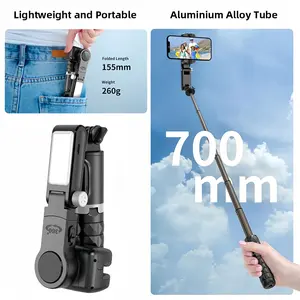 360° Rotation Smartphone Stabilizer Stick Wireless Control Handheld Extendable Selfie Tripod Cellphone Accessories