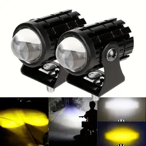 LED Mini Motorcycle Light Dual Color Outdoor Waterproof Aluminum Alloy, External Motorbike Headlight for Electric Bikes