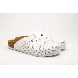 Bjorn by LEON- Men’s Leather Clogs – Breathable Perforated Slip-On Shoes with Cork Style Footbed