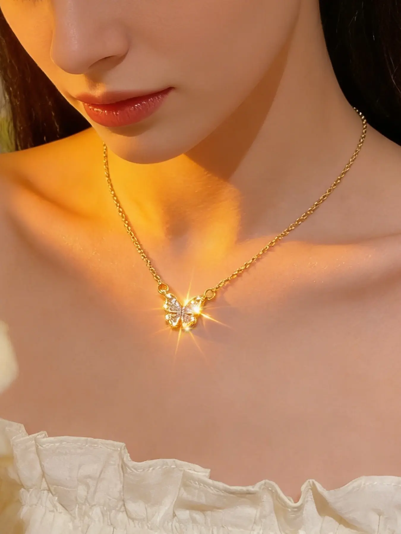 1 exquisite crystal butterfly necklace, an elegant choker chain for women's daily wear during travel, perfect as a gift for your girlfriend, Goddess Necklace, Bling Necklace, Whimsical Necklace, Decorative Necklace, Jewelry Necklace