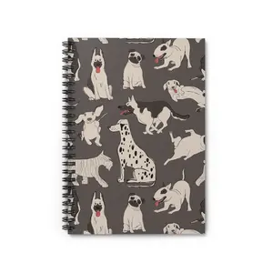 Dog Pattern Spiral Notebook — Cute Neutral-Tone Puppy Journal (Ruled)