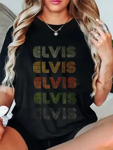 100% Cotton Vintage Style Black Elvis T-Shirt