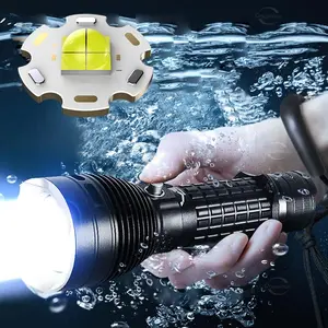 Rechargeable Diving Flashlight, 1 Box High Power Rechargeable Diving Flashlight, Bright Scuba Flashlights for Fishing, Exploring, Working, Diving Lamp