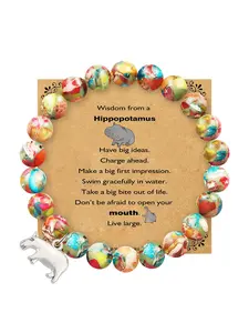 Hippo Pattern Bracelet, Boho Style Beaded Bracelet for Women & Men, Fashion Jewelry for Party, Daily Clothing Decor, Trendy All-match & Exquisite Jewelry for Birthday Gift, Trendy Jewellery Accessories