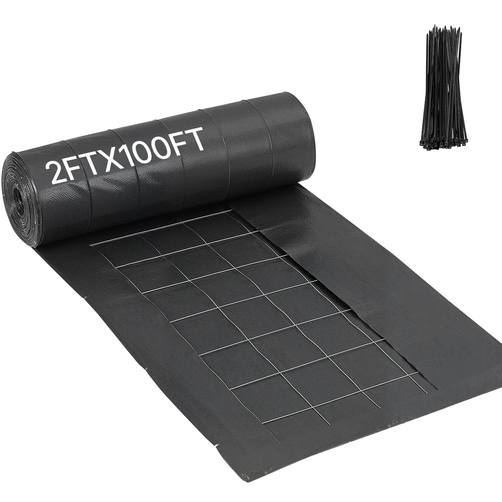 VEVOR 2x100ft Wire-Backed Silt Fence Fabric Roll, Industrial Grade Polypropylene Temporary Barrier for Outdoor Soil Erosion Control & Silt Containment on Construction Job Sites