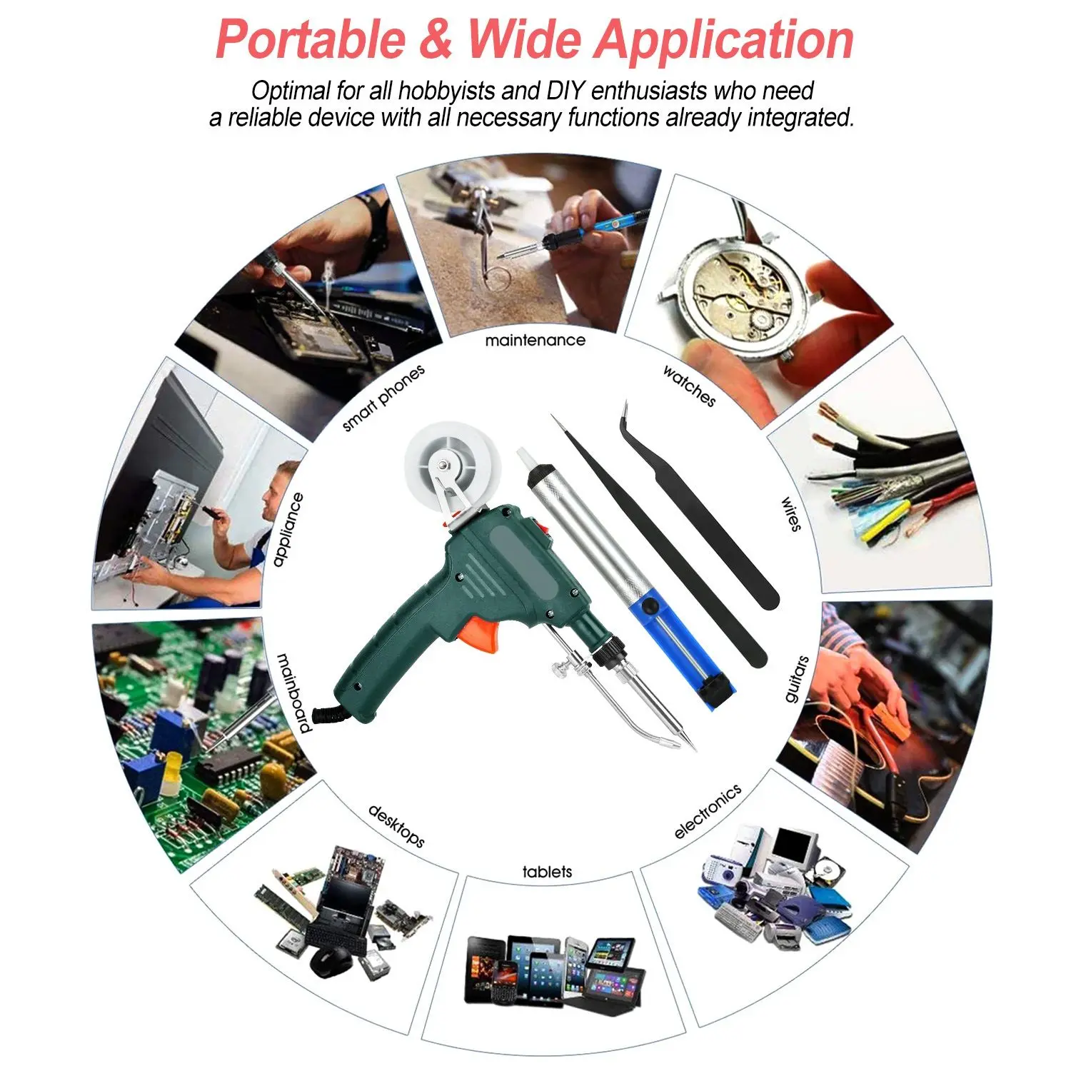 Hand-held 60W Auto-Feed Soldering Gun Kit - Complete Set with Desoldering Pump for PCB Welding & Repair