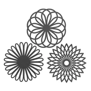 3Pcs Silicone Trivet Mat - Hot Pot Holder Hot Pads for Table & Countertop - Trivet for Hot Dishes - Non-Slip & Heat Resistant Modern Kitchen Hot Pads for Pots & Pans(Dark Grey) - Home Improvement.