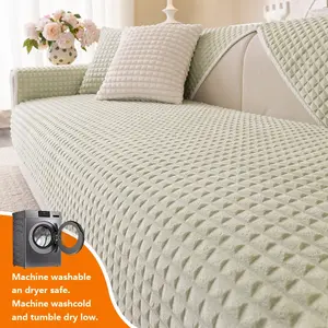 1pc Sofa Cover Soft Plush , Pet-Friendly Non-Slip Protection Pad, Pure Color Couch Protector, Ideal for Bedroom Office Living Room Decor, Washable Sofa Slipcover