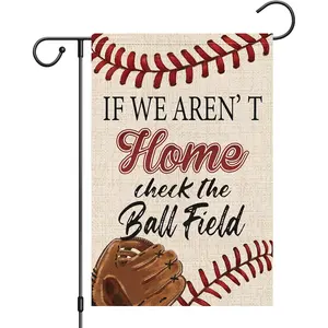 In Case We'Re Not Around, Please Look at The Baseball Field Garden Flag 12X18 Inches And Featuring a Humorous Design for Sports Enthusiasts, Is Perfect for Baseball And Softball Fans As Outdoor Decor, Double-Sided, Linen Material, No Flagpole
