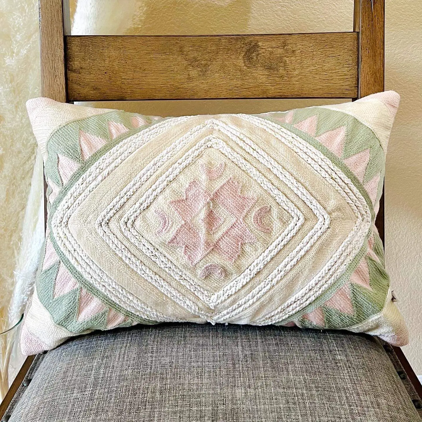 Blushing Boho Pillow Cover (18” x 12”)