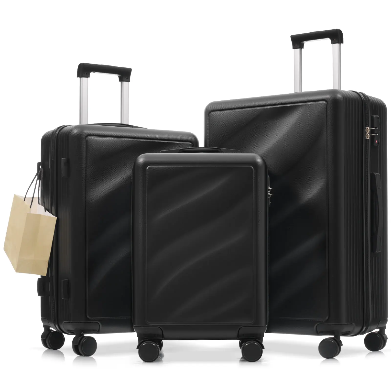 3-Piece Expandable ABS Plastic Luggage Set - Lightweight Abrasion Resistant Spinner Suitcases (20"/24"/28") with TSA Antitheft Lock, Adjustable Handle, Carry-On/Checked Bags & Stylish Trolley Duffel Bag, Expandable Luggage Sets, Abs Plastic Luggage Sets