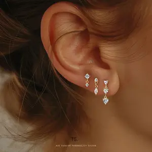 Tarnish Resistant S925 Sterling Silver Earrings for Women Fashion Luxury French Design Zirconia Dangle Drop Earrings Wholesale Trendy Hypoallergenic Jewelry Gift