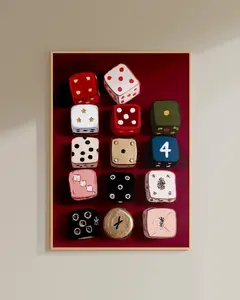 Dice Wall Art Print, Whimsical Game Night Poster, Vintage Casino Dice Art, Playful Game Room Decor