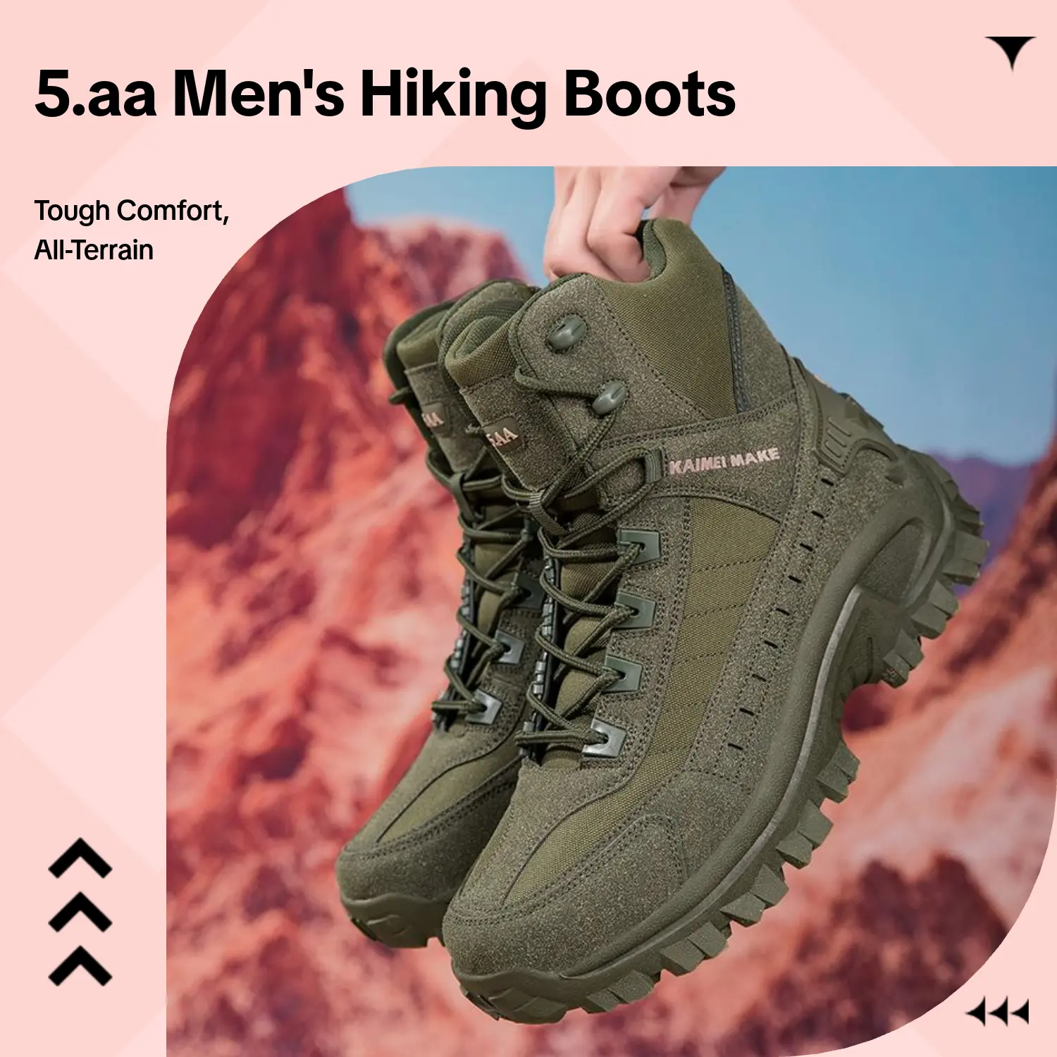 5.AA Men's High Top Hiking Boots, Faux Suede PU Upper Breathable Mesh Lining, Slip Resistant Shock Absorbing Rubber Outsole, Lightweight All Season Outdoor Tactical Sneakers for Camping Street Daily Wear