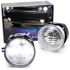iJDMTOY OEM-Spec Clear Lens Fog Light Assemblies w/Super Bright Xenon White H10 LED Bulbs Kit For Dodge Charger Challenger Avenger Nitro Caliber; For Jeep Patriot Compass etc