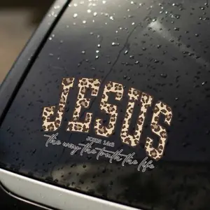 Jesus the Way the Truth the Life Leopard Print Car Decal John 14:6 Inspirational Sticker for Vehicles