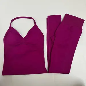 （Has tags）Dfyne sets women 2 Pieces Set Impact Leggings Set Women Backless Tank Tops High Waist Scrunch Gym Suit Fitness Clothes Outfit Workout Yoga Set Athletic Wear Athletic Stretchy Material