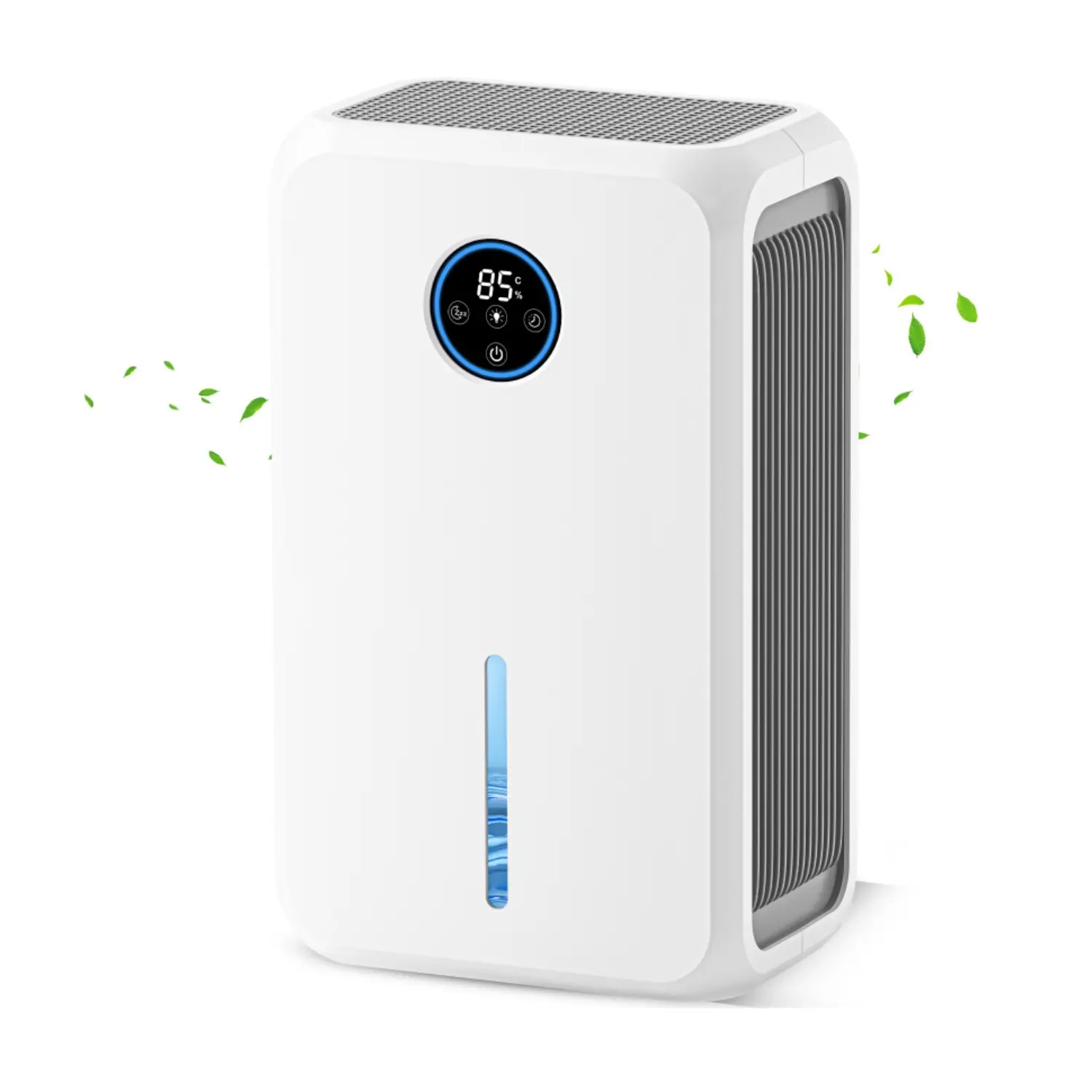 Efficient 95 oz Dehumidifier with LED Night Light, Auto Shut-off, Perfect for Bedrooms and Basements (800 sq.ft), Whisper Quiet, White