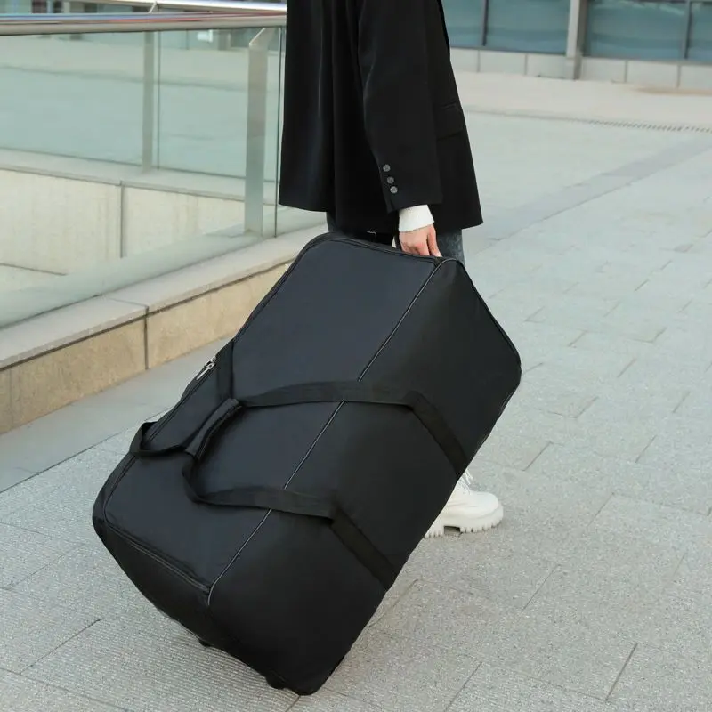 Foldable Wheel Bags Luggages Storage Bag with Wheels Large Capacity Carry On Luggage Carrier Expandable Trolley Suitcase Black Practical & Convenient for Short Trips