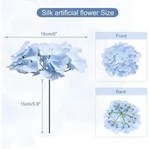 Silk Artificial Hydrangea Flowers, Light Blue Artificial Flowers Heads with Stems, Full Hydrangea Flowers for Wedding Centerpieces, Party Decoration 30 Set Decorative Fruit