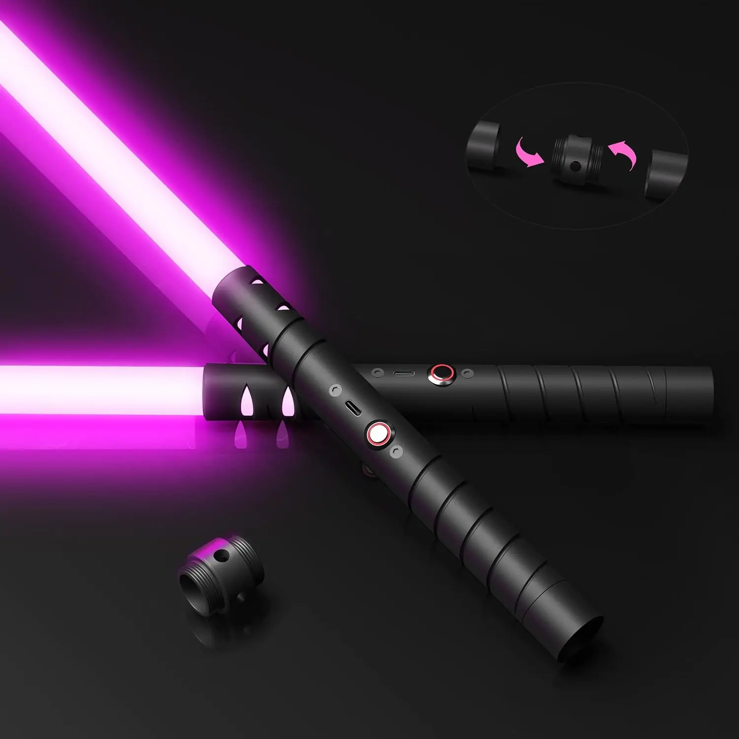 MAMXUAN 2-Pack Rechargeable Lightsaber - 40" Metal Hilt, Real 20 RGB - Epic Dueling Gift for Kids & Adults