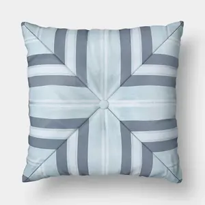 18"x18" Pieced Stripe Outdoor Throw Pillow Blue - Threshold designed with Studio McGee
