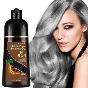 200 ML Instant Portable New Mini Silver Gray Natural Hair Dye Shampoo 5 in 1,Semi-Permanent Even Hair Color with Containing Ginger And Ginseng Extract,Unisex,Natural with Herbal ingredient for Men and Women