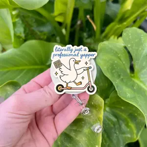 Funny Duck Badge Reel: Acrylic Yapper ID Holder, Retractable Clip