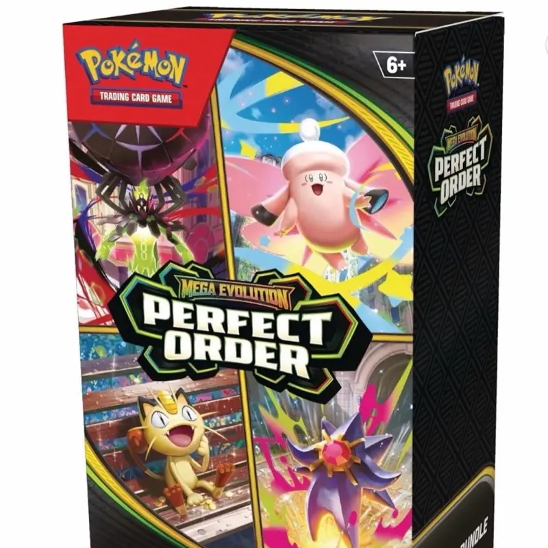 Chaos Rising Official TCG Mega Evol Booster Bundle - 6 Packs Perfect Order & Journey Mix Boosters, Near Mint Exclusive Sealed Collectible Cards Box, My Hero Academia Themed Artistic Photo Print Cards Box with Pokemon Sleeves (All Ages)