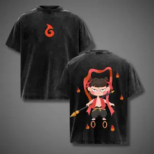 Ne Zha Shirt Cute Style Unisex Oversized Lightweight Cotton T-Shirt Adorable Mythology Hero Graphic Tee Anime Inspired Movie Tee Soft Aesthetic Tee Crewneck Streetwear Men Shirts Gift For Animation Fans