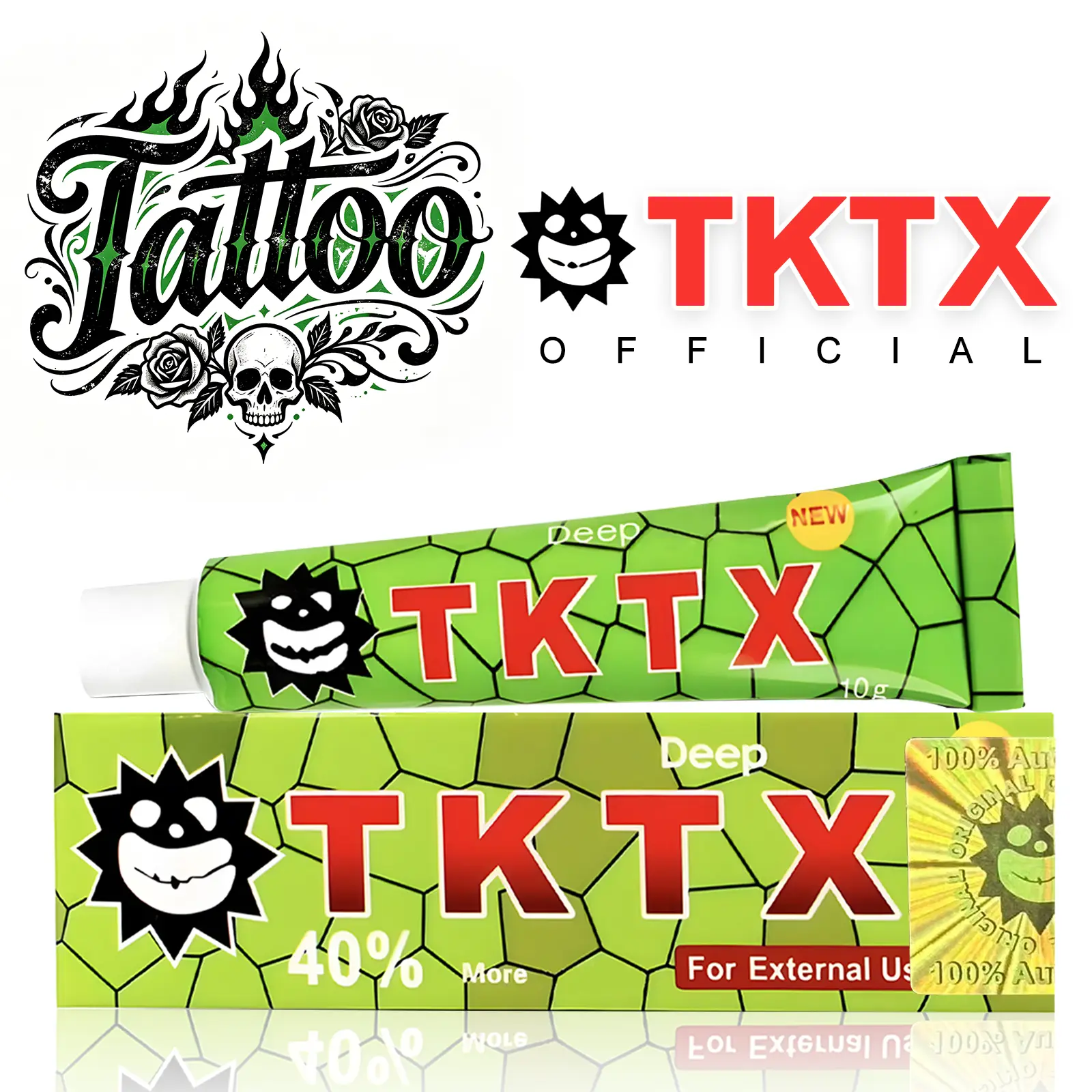 TKTX Natural Tattoo External Relief Cream - 10g Maximum Potency, Gentle for All Skin Types, with Lecithin for Tattoo Aftercare, Waxing & Microneedling